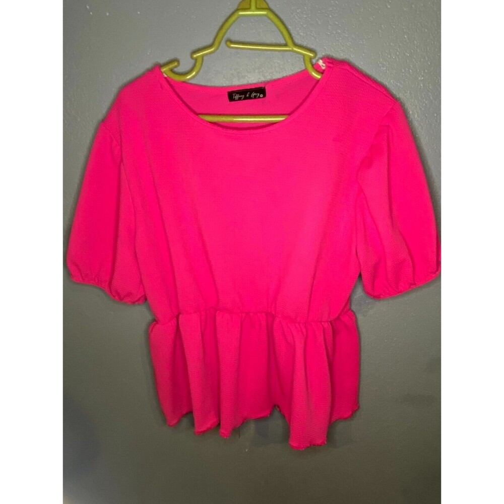 TIFFANY & GREY PLUS SIZE 3x PINK PEPLUM TOP